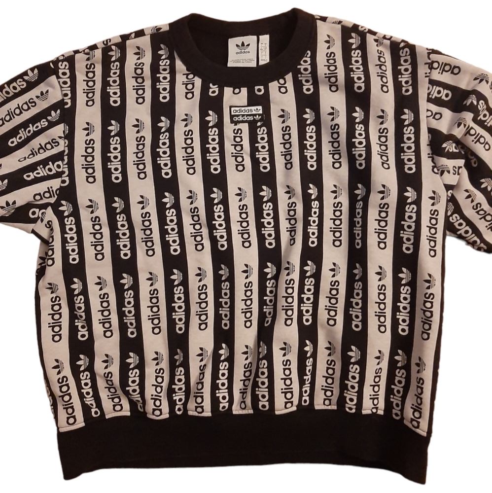 Adidas Originals R.Y.V. Crewneck Sweatshirt Sweater Tape Striped Black L